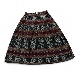 Vintage Boho Tapestry Midi Skirt | Size M | Ethnic / Ikat Pattern